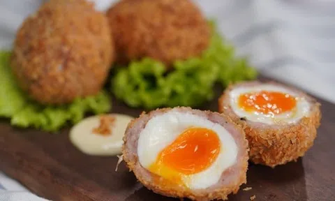 Thịt bọc trứng lòng đào giòn rụm ngon bất ngờ