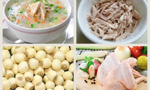 Bữa sáng bổ dưỡng với cháo gà hạt sen