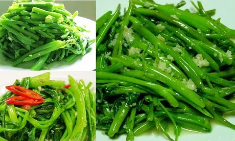 Mẹo xào rau muống xanh biếc không bị ngả vàng