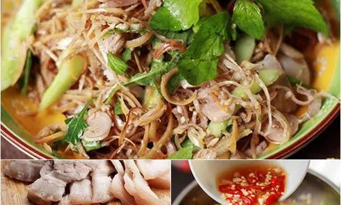 Nộm hoa chuối thịt ba chỉ ngon mát cho ngày nắng nóng